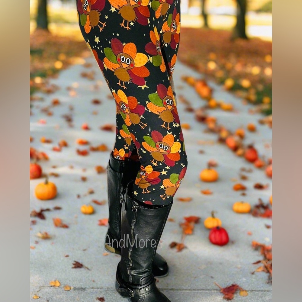 NEW Womens Thanksgiving Turkey Leggings Luxury Soft Fall Yoga Pants Sizes OS/TC